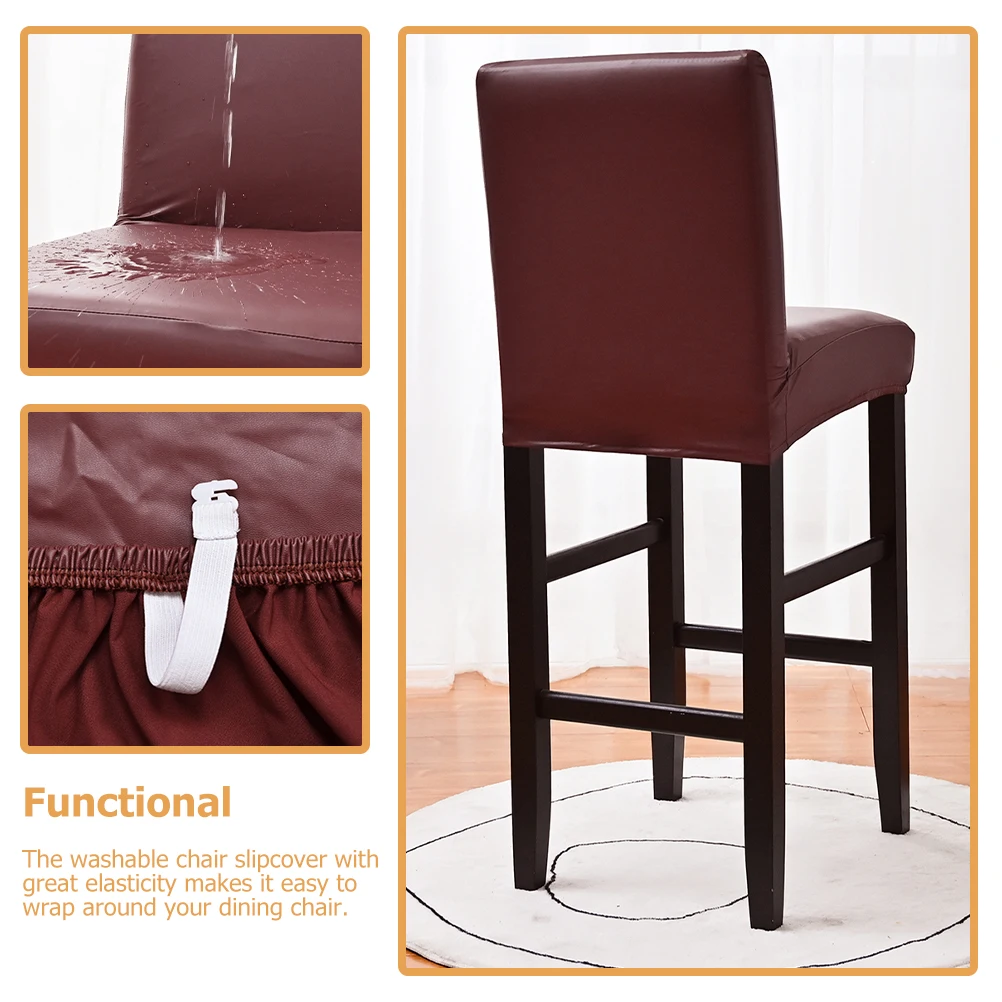 

Waterproof Chair Cover Protector Dining Room Decorative Covers High Back Elastic Slipcover Pu Seat Stretch Chairs Textiles Home