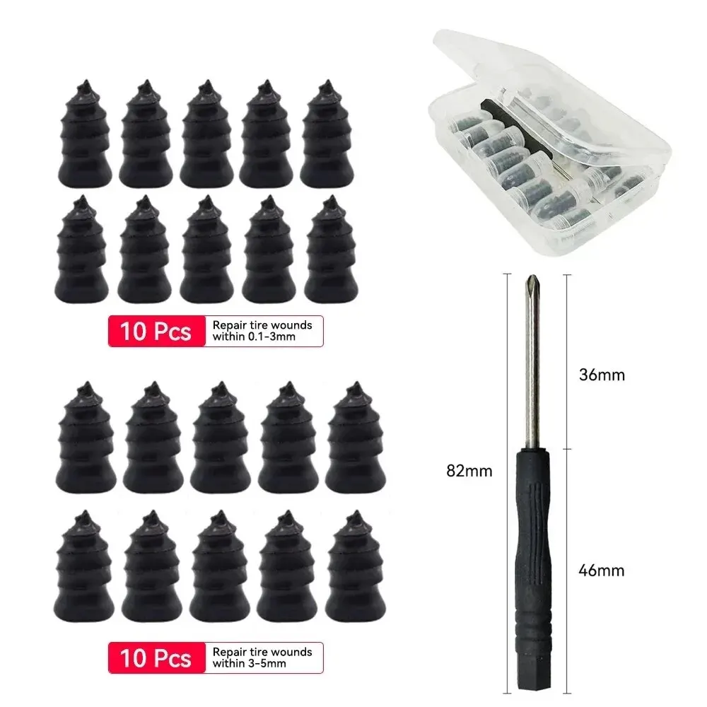 21-10PCS Vacuum Car Tyre Repair Rubber Nail Set Universal Tire Screw Tubeless Repair Tools Accessories Kit for Motorcycle Truck