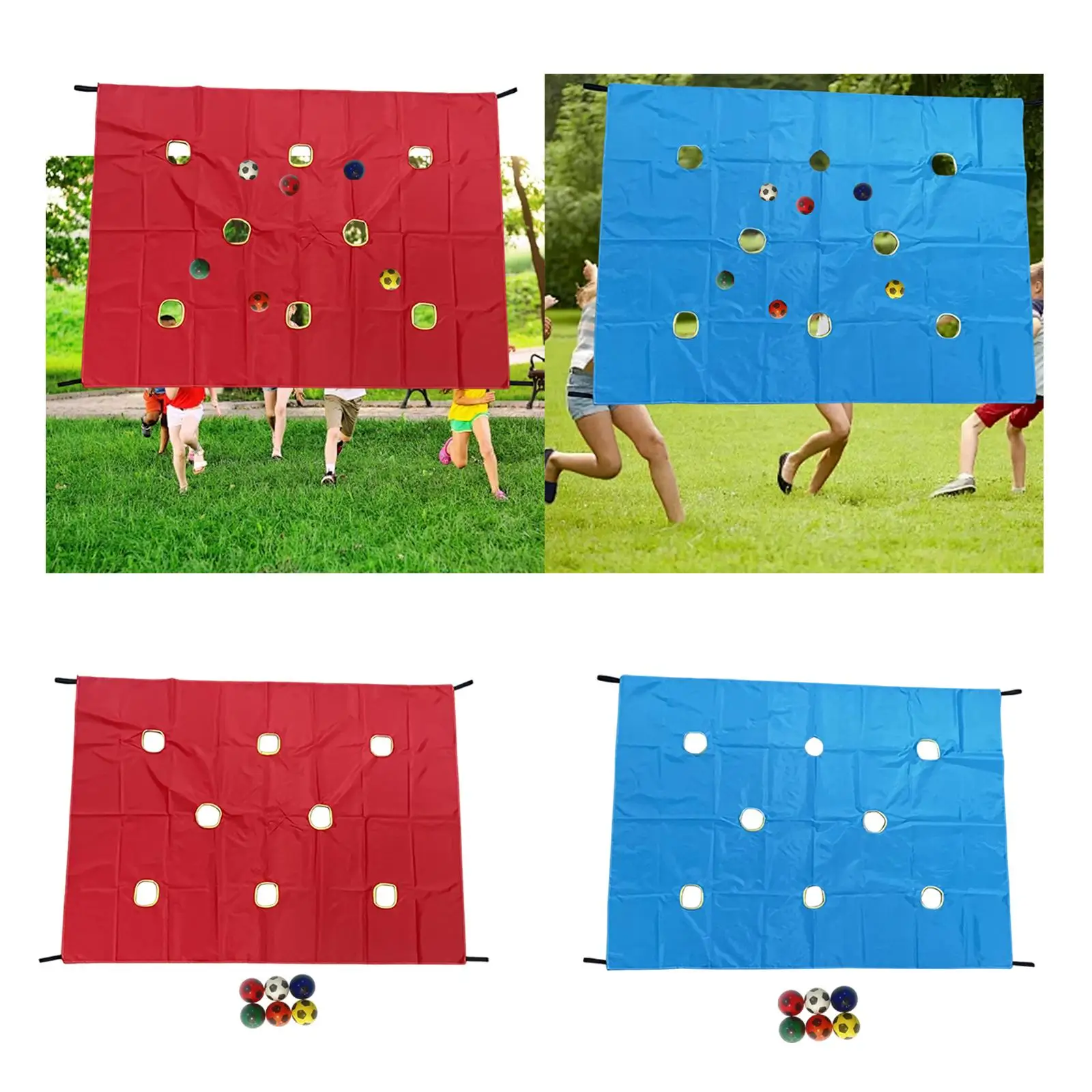 Hole Tarp Set Fun Cooperative Play Equipment Children Kids Interactive with 6 Balls Outdoor Activities Toy Teamwork Group Games