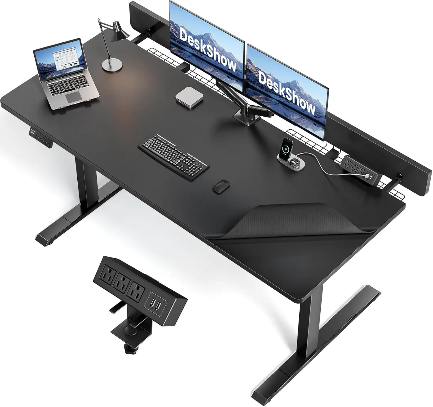 

Electric Standing Desk Adjustable-60 x 30 Inch Sit Stand Desk with Lift-Top Cable Management, Dual-Beam Frame,Clamp Power Strip,