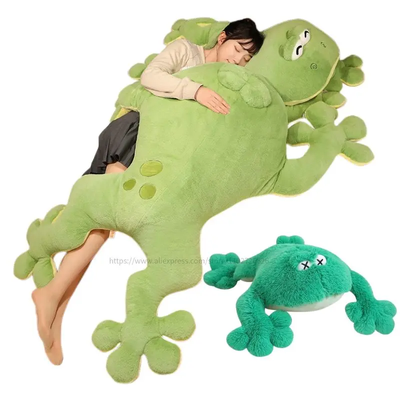 

60/80/100CM Lovely Giant Frog Plush Toys Funny Frog Mat Stuffed Soft Animal Pillow Cushion Creative Home Decoration Gift For Kid