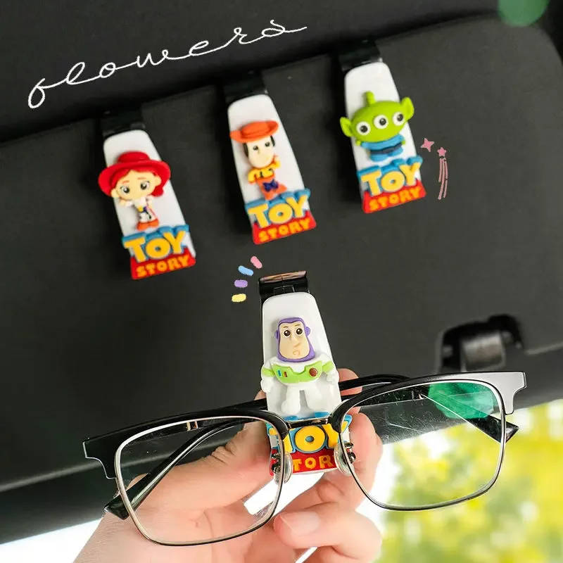 Cartoon animation cute car sun visor car glasses storage clip multi-functional sunglasses holder glasses case card storage clip