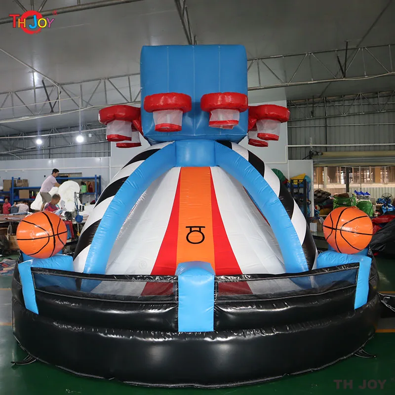 Envío aéreo rápido, 4m de diámetro, 8 aros, sistema de juego de baloncesto, juego de lanzamiento de tiro de baloncesto inflable combinado a la venta