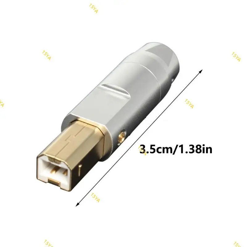 15YA Gold-Plated USB B Connector Shell with 6mm Hole Durability Aluminum Alloy for Reliable Printer Data Cable Repair