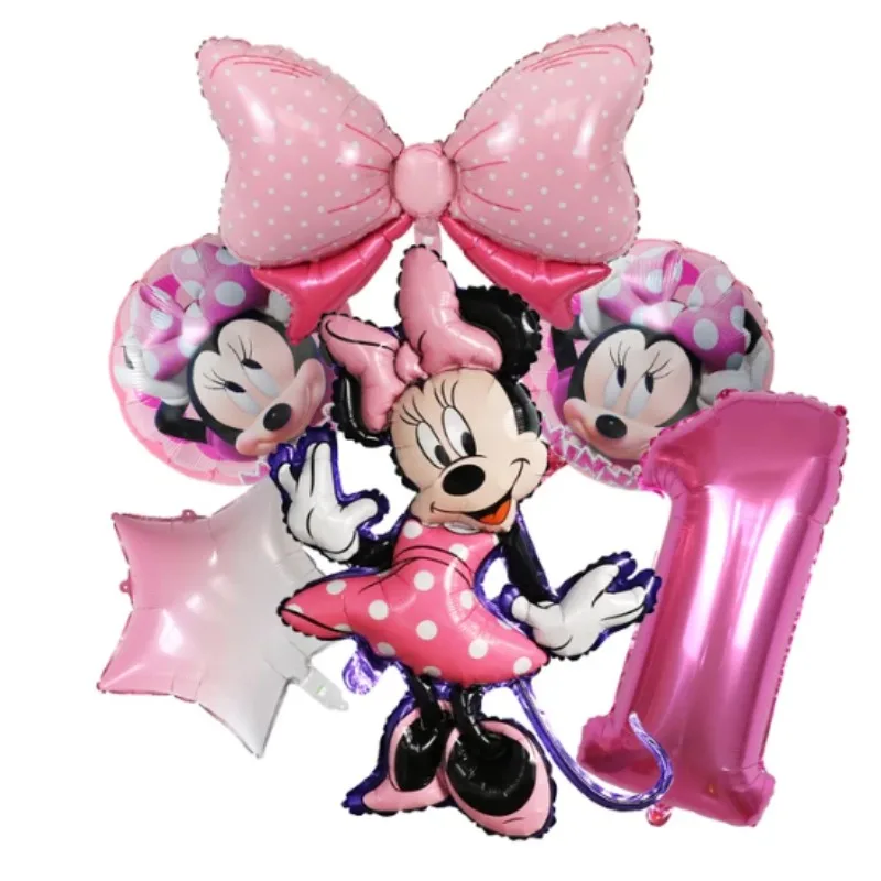 Disney Mickey Mouse Theme Children's Birthday Party Pink Blue Bow Mickey Mini Aluminum Film Balloon Set