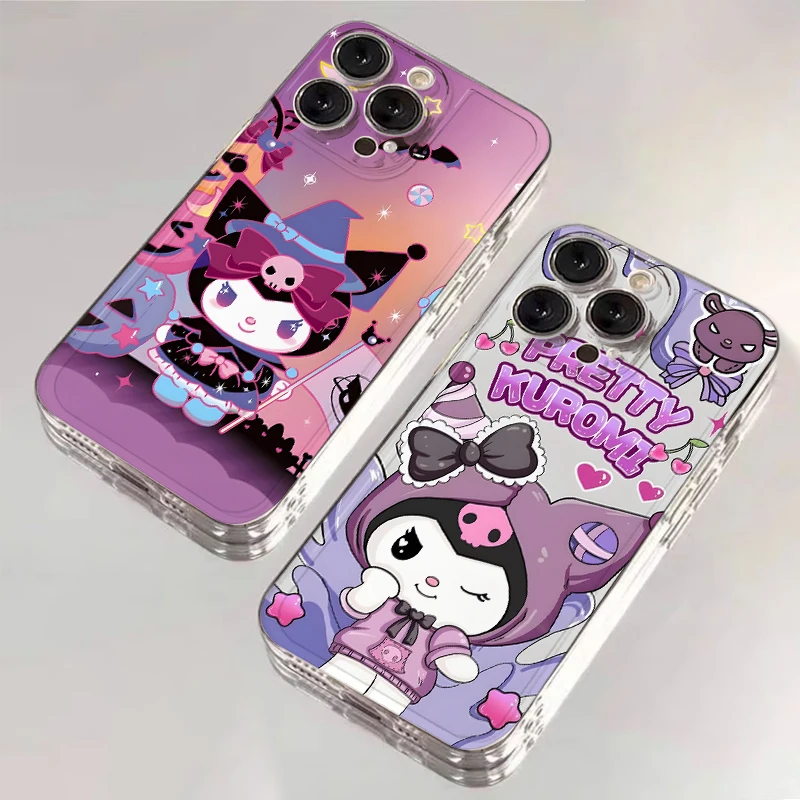 Sanrio-funda bonita Kuromi para iPhone 17 Air 12 Mini XR 16 15 14 Plus 16e 7 8 13 12 11 Pro MAX, funda suave para teléfono