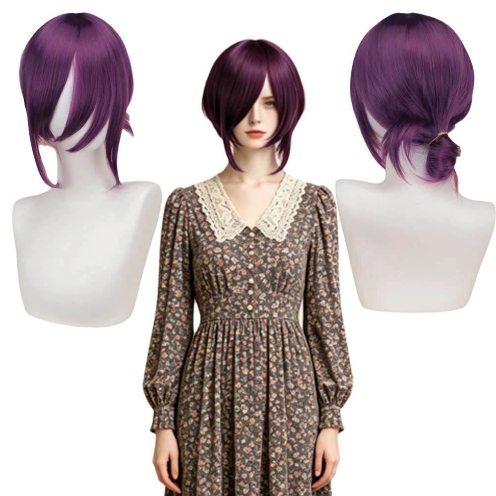 

Purple Chin Length Bob Wig with Face Framing Bangs Synthetic Wigs for Women Natural Daily Wear Heat Resistant Hair Wig