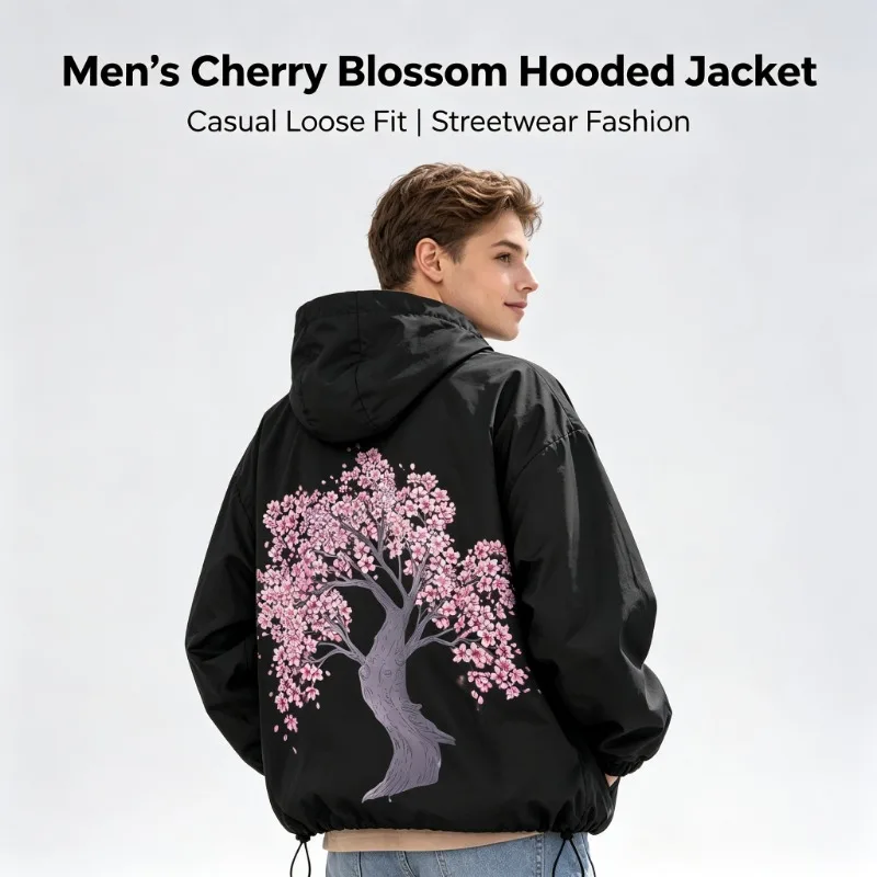 Harajuku Plum Tree Embroidered Oversized Pink Zipper Hoodies For Men and Women Y2K New Gothic Fashion Retro Street Sweatshirts