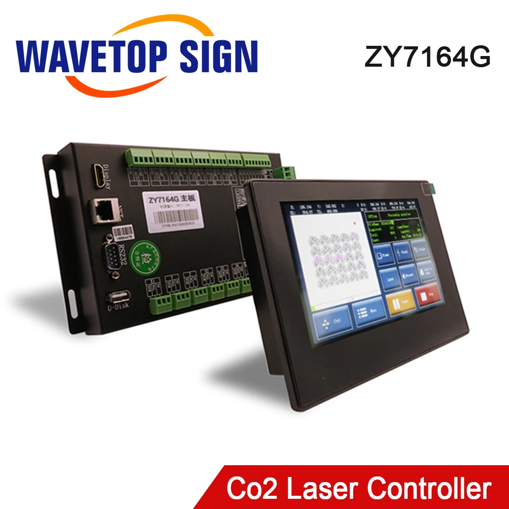 

Контроллер WaveTopSign Co2 Laser ZY7164G, 6 осей, 7-дюймовый сенсорный экран для лазерных станков Co2 для резки и гравировки