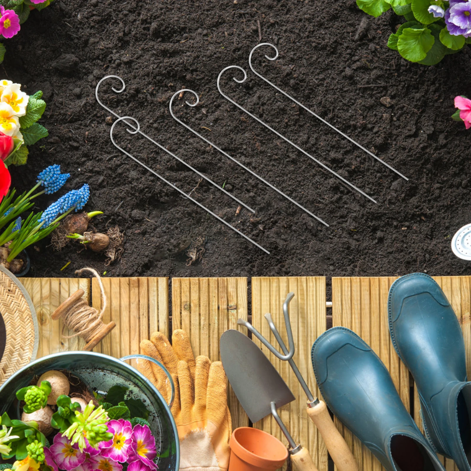 30pcs Plant Label Hooks Hanging Rods Garden Decor Iron Stakes Shepherd Versatile Outdoor Furniture