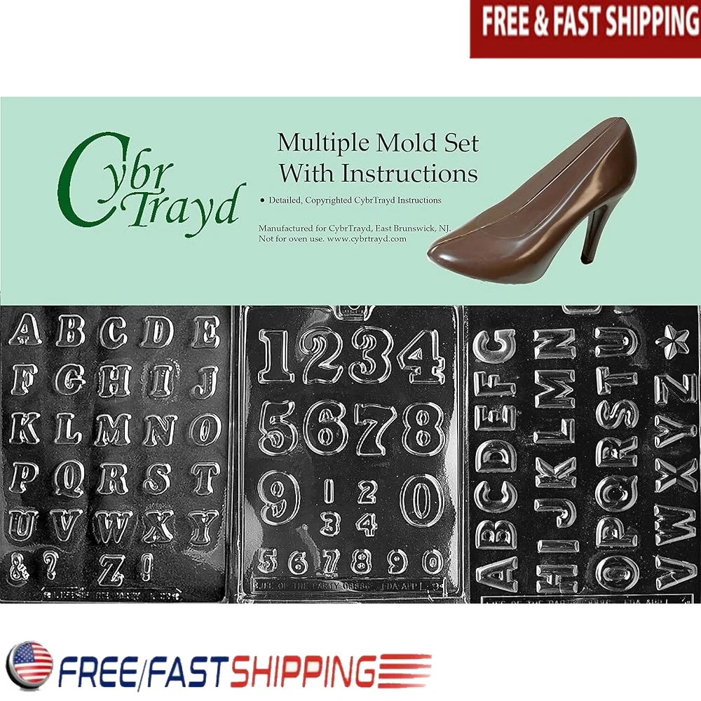 

3-Piece Alphabet Numbers Chocolate Molds Plastic Baking Tools Cake Decoration Candy Making Fun Kitchen Supplies