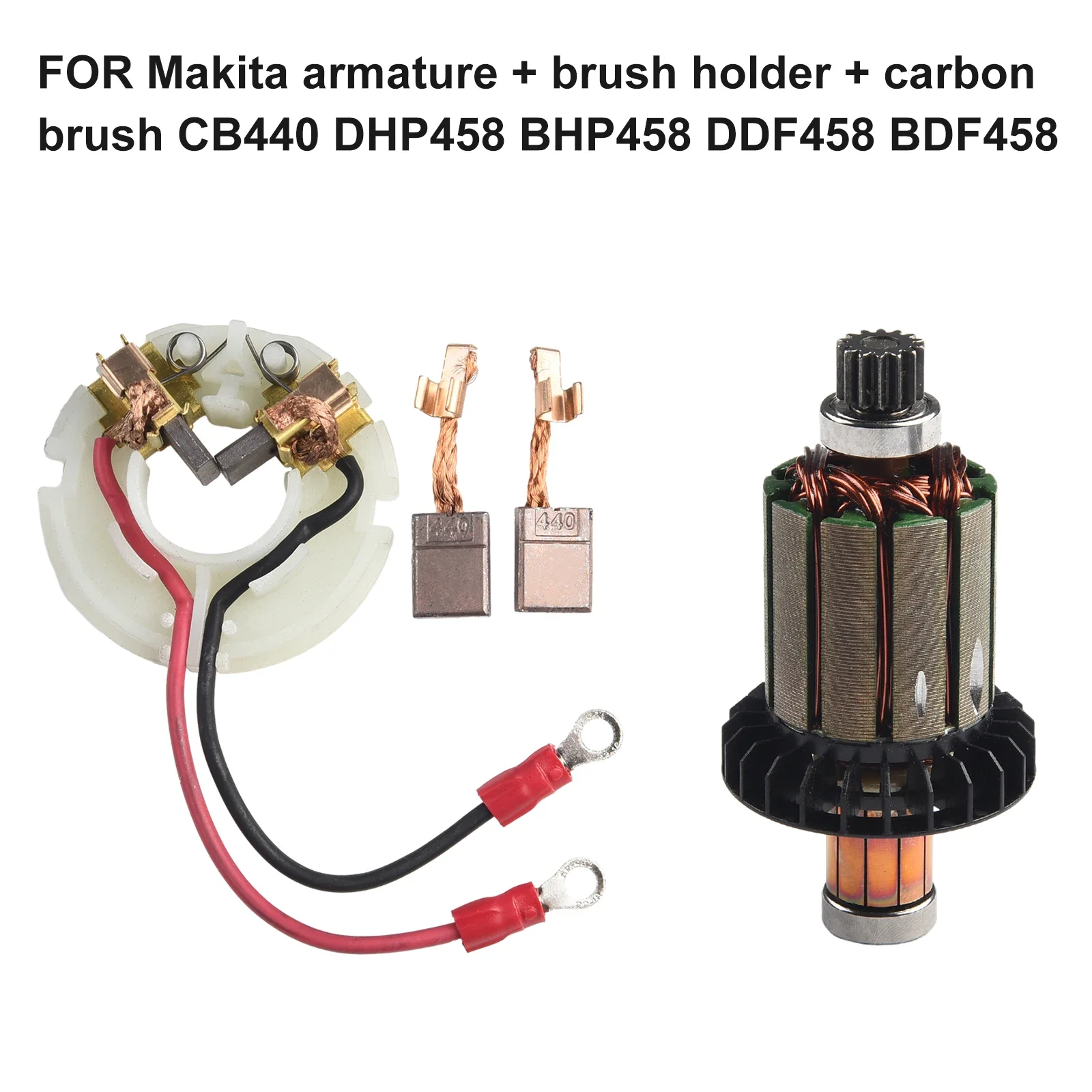 

Armature Brush Holder & Carbon Brushes CB440 DHP458 BHP458 BDF458, Materials, Suitable for DF458D DHP458 BDF458, Complete Set