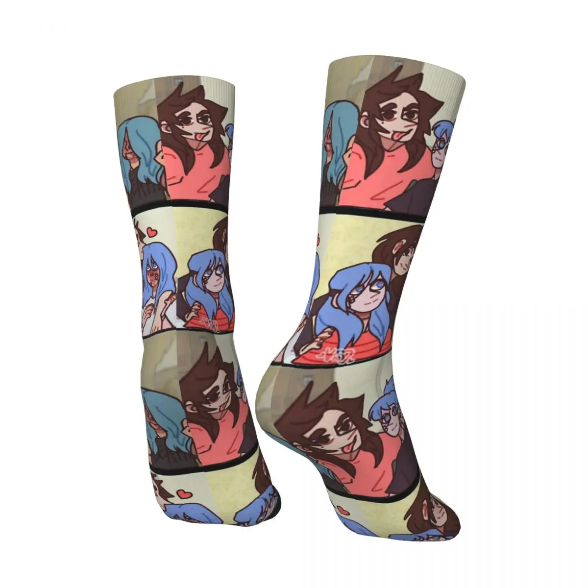 Happy Funny Men's compression Socks Love Retro Harajuku Sally Face Game Hip Hop Novelty Seamless Crew Crazy Sock Gift Printed