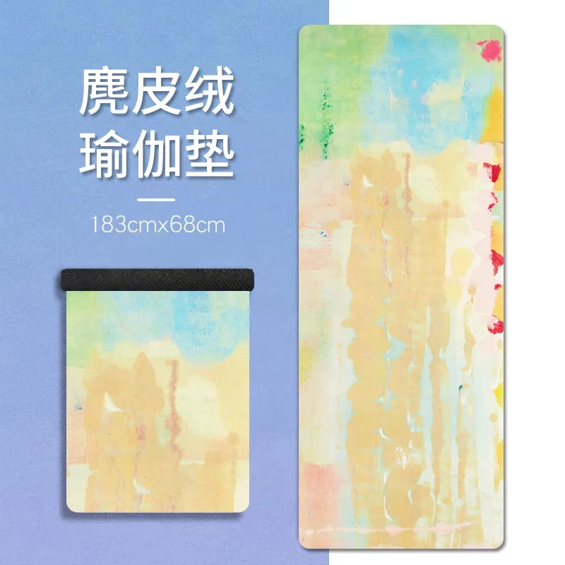 

Для замшевого коврика для йоги с принтом, утолщенный натуральный каучук, напольный коврик для фитнеса, танцев в помещении, спортивной гимнастики