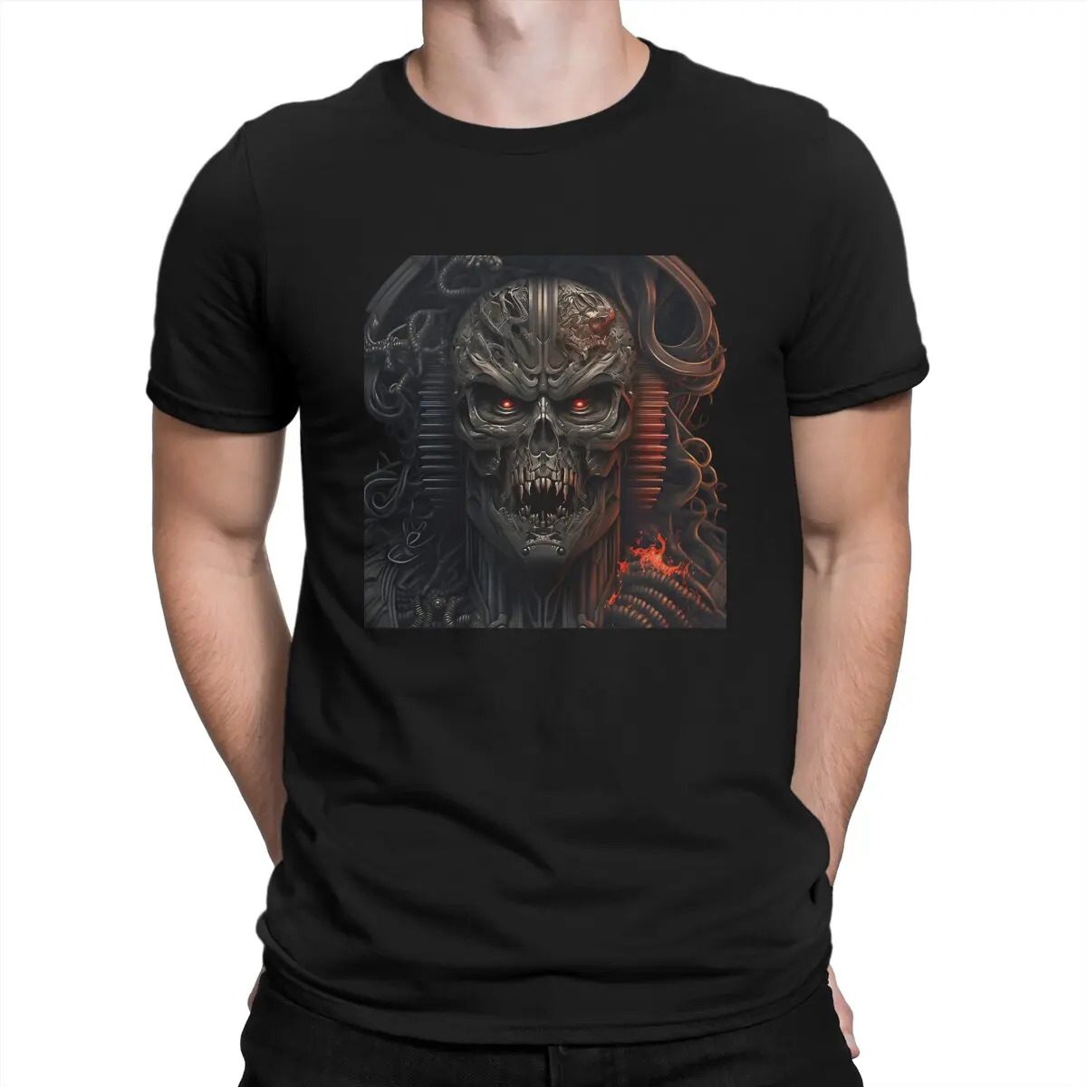 Creative Skull From The Bronze Age T-Shirts for Men Crewneck Cotton T Shirts The Terminator Short Sleeve Tee Shirt 4XL Clothes