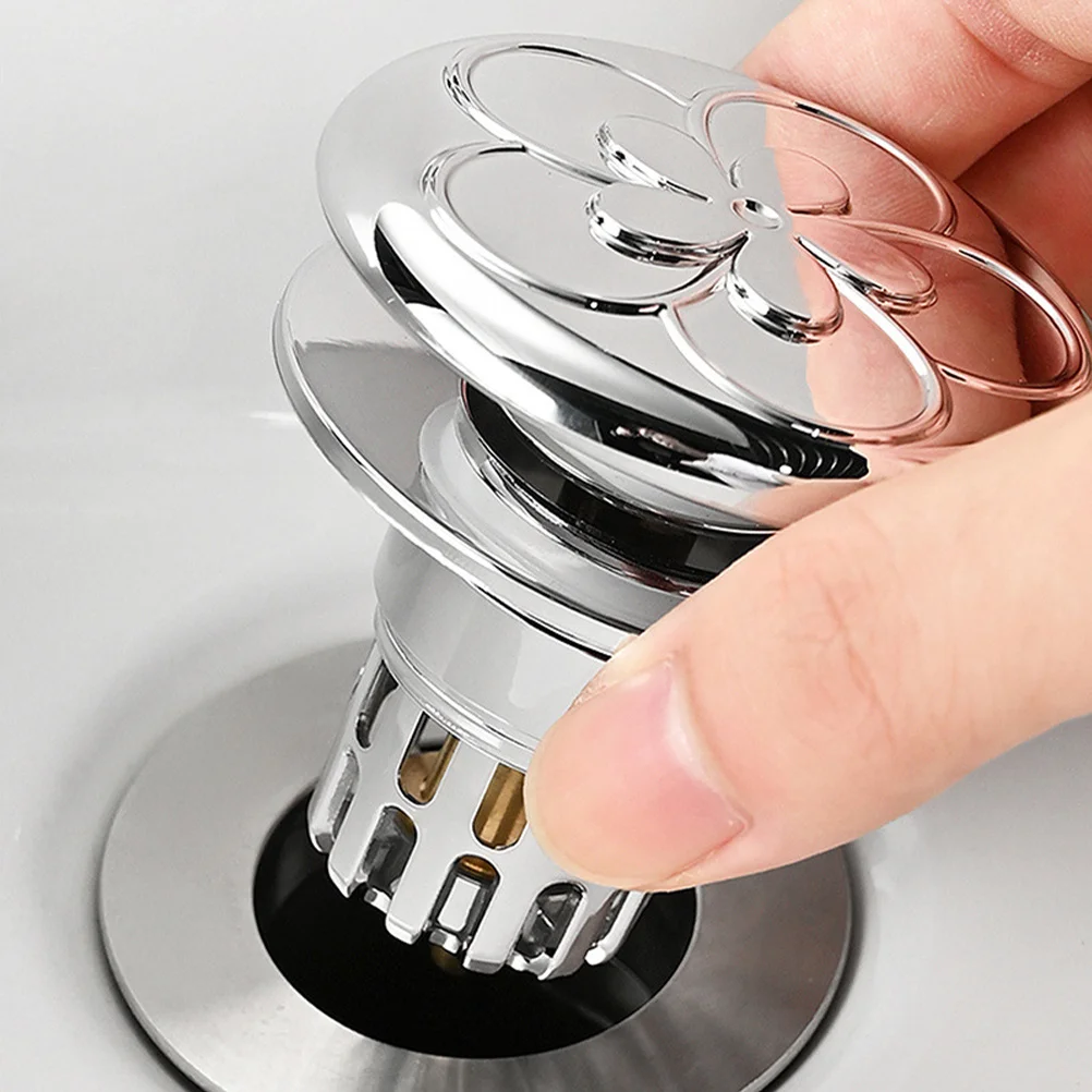 

1pc Push Type Sink Stopper Anti-Clogging Filter Bathroom Basin Drain Strainer Abs Copper Replacement Universal