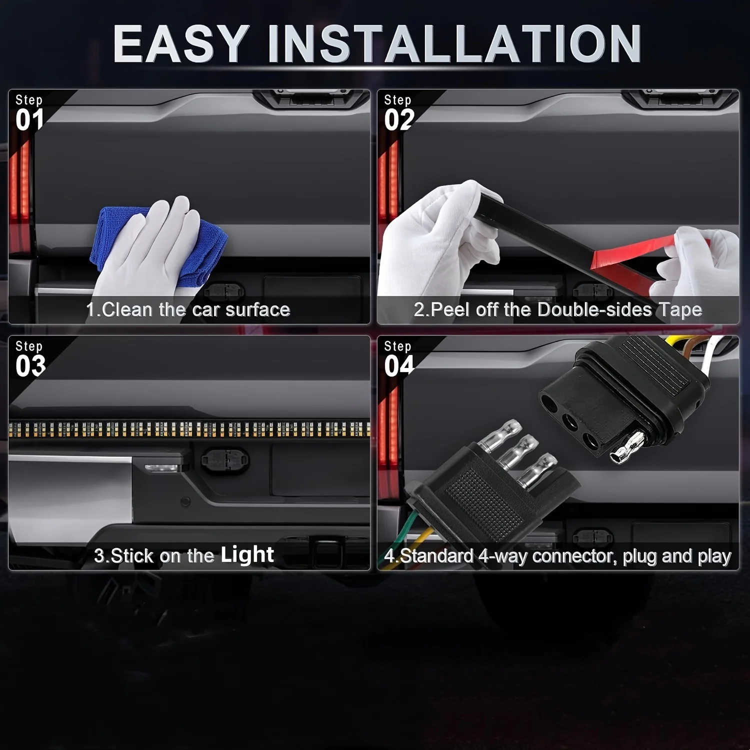 LED الباب الخلفي ضوء بار 60 بوصة/48 بوصة الثلاثي صف الذيل ضوء بار لقطورة بيك اب SUV RV فان