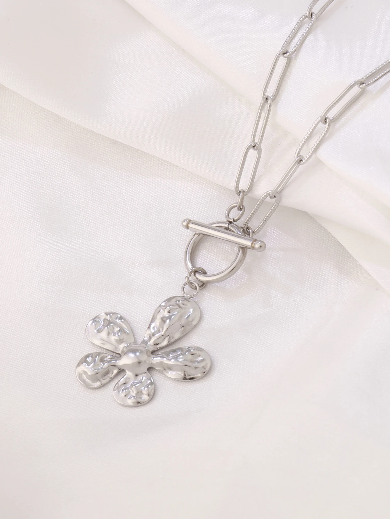 Collar con colgante de flor grande de acero inoxidable 316L para mujer, collares de cadena con dije de flor exagerada, regalos de joyería de fiesta para mujer