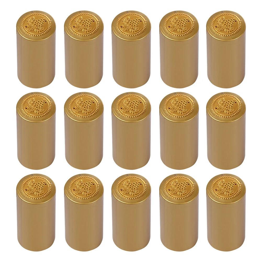 50 Pcs bottiglie tappo sigillante tappi termoretraibili capsula manicotti in gomma Film Capsule di calore dorate