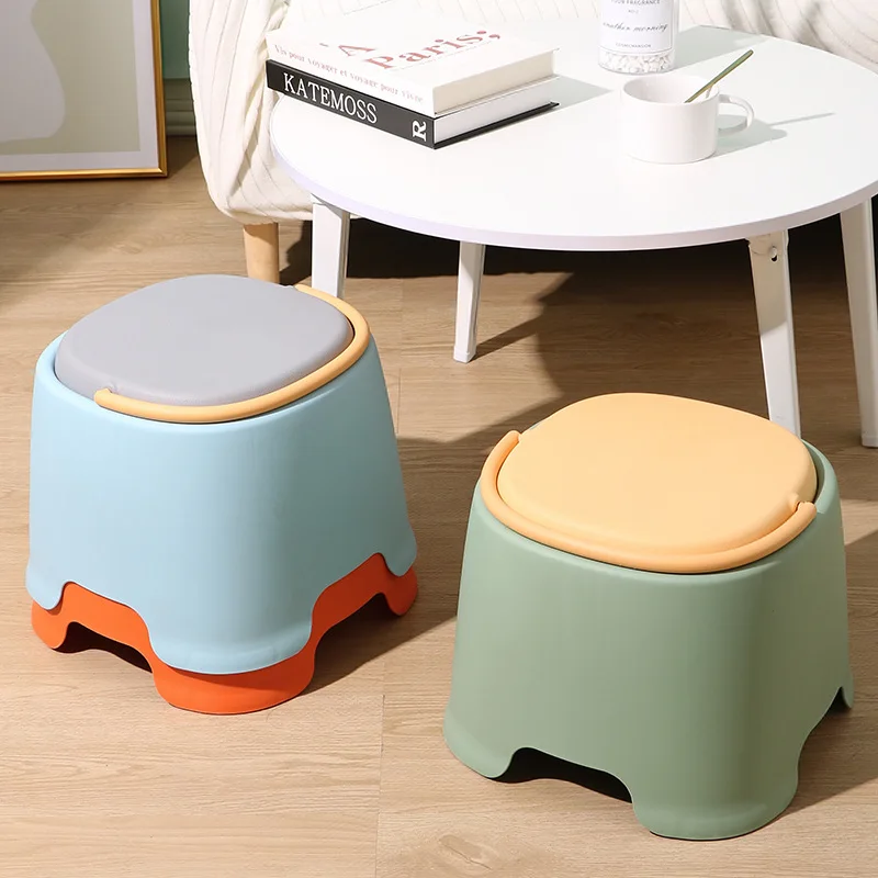 Thickened Plastic Stool with Handle Home Living Room Non-slip Bench Bathroom Muebles Multifuncionales