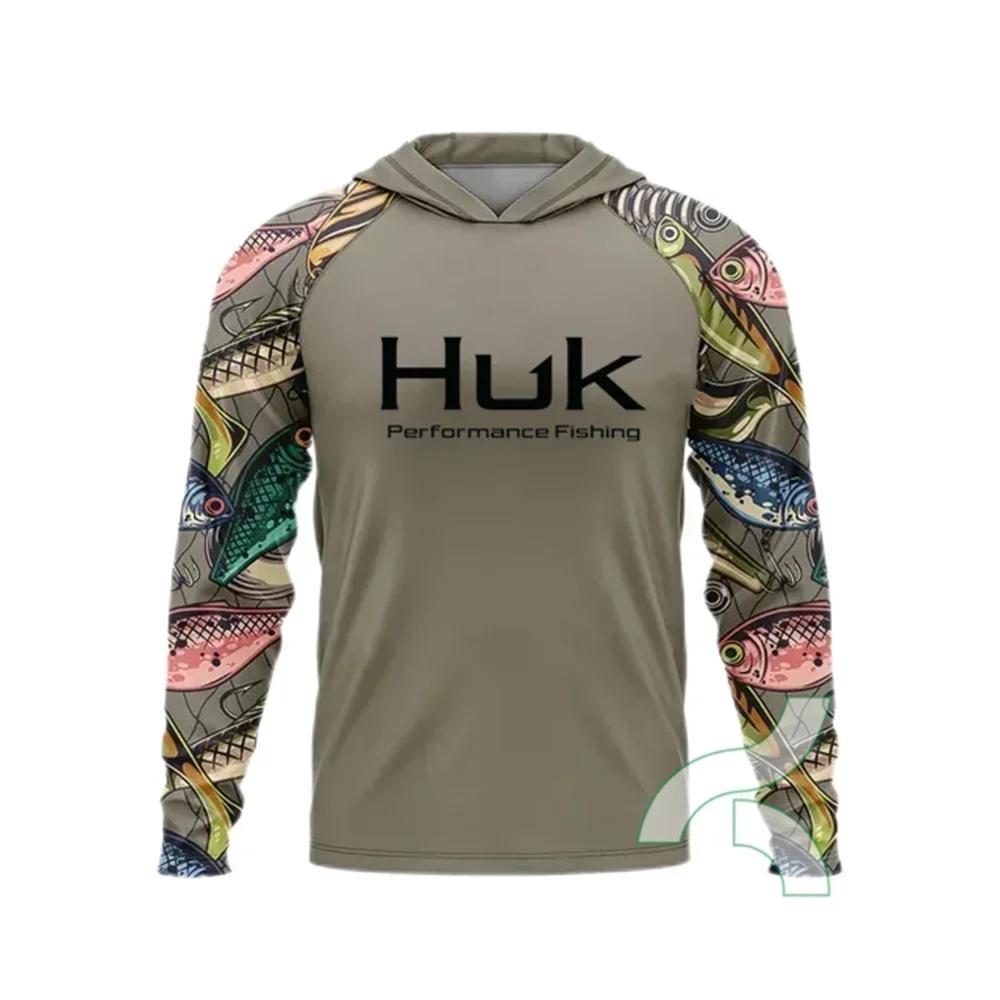 HUK-camisetas De Pesca con capucha para hombre, ropa De Pesca De verano, acampada, senderismo, Upf 50 +, protección solar, transpirable