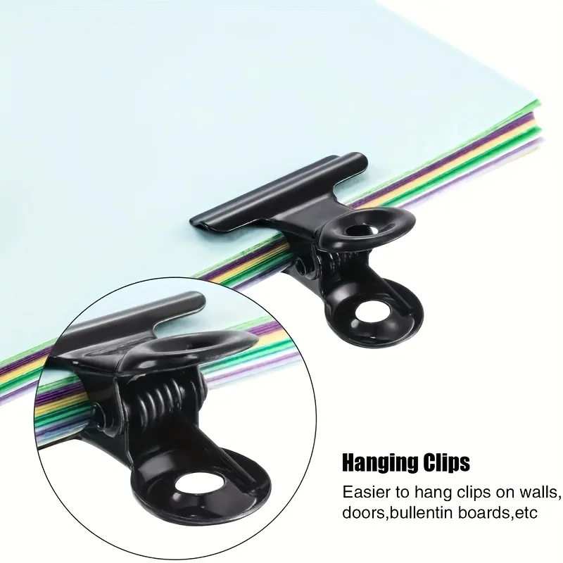 20pcs Multi-Purpose 22mm Black Metal Binder Clips - Mini Bulldog Hinge Clips for Photos, Labels & Office/Home Decor