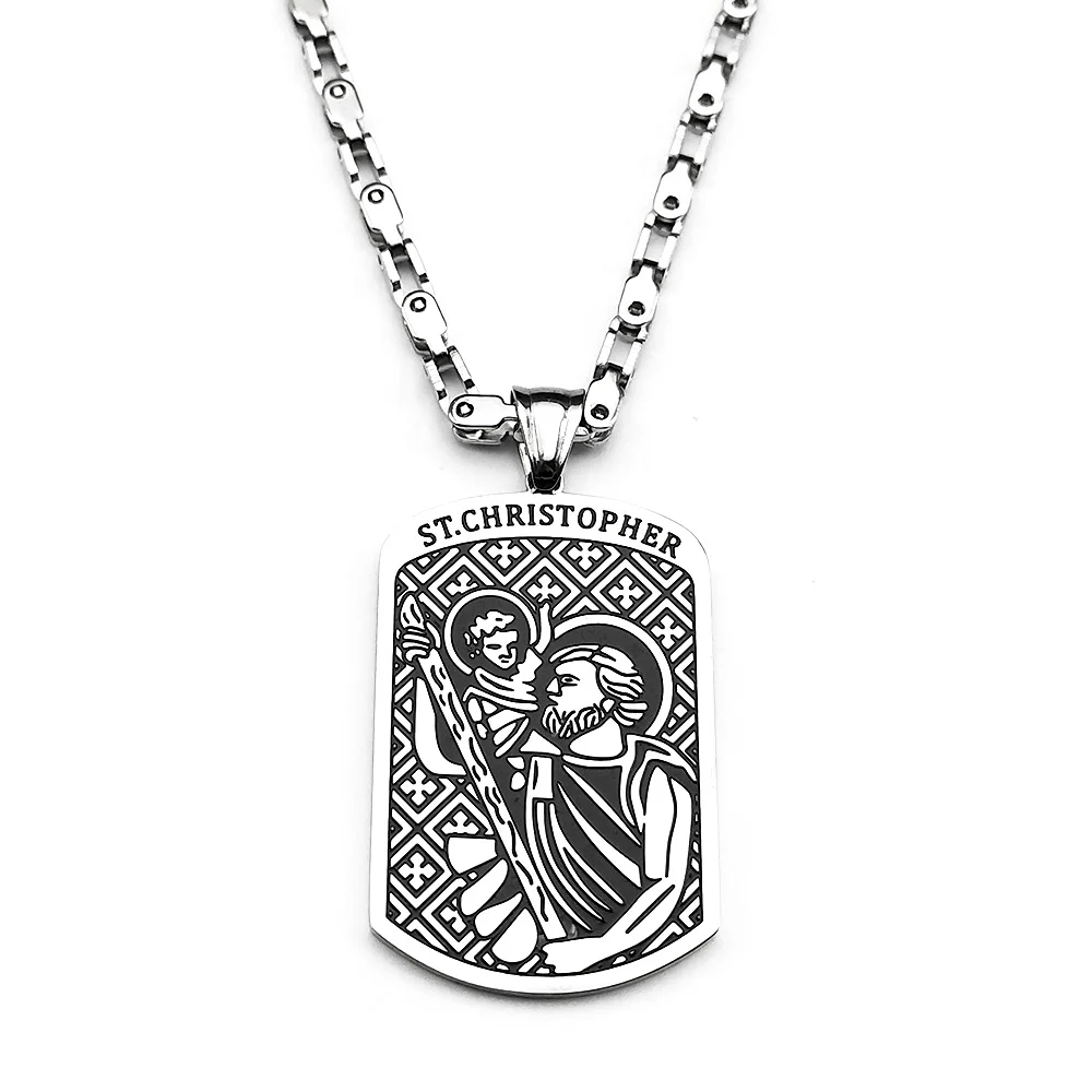 

St.Christopher Baby Jesus Pendant Necklace For Women Men Stainless Steel Silver Color Catholic Fashion Chain Jewelry Gifts