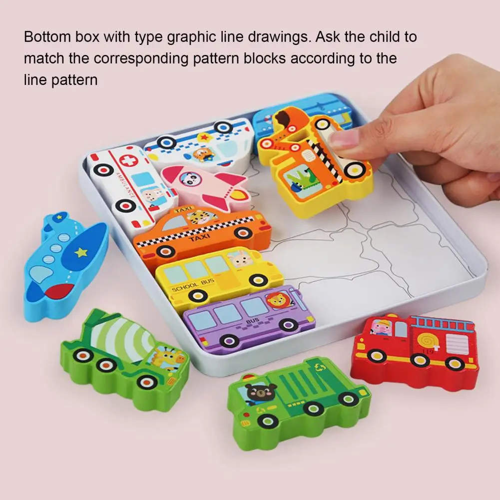 Houten puzzel voor kinderen Puzzel voor kinderen Houten blokpuzzelspel voor kleuters Open verbeelding Ontwerp Vorm passend speelgoed