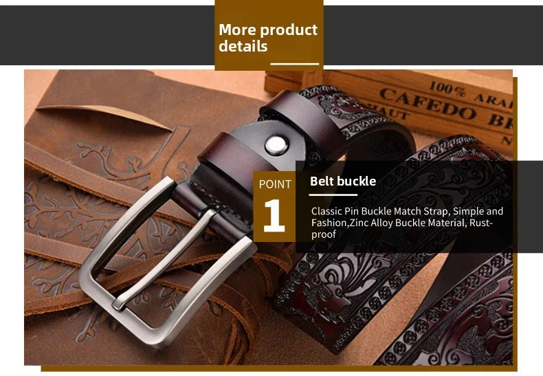 Europäischer und Amerikanischer Retro-Prägungsgürtel für Herren, Cross-Border-Stil Schwarzer Multifunktionaler Ledergürtel, 3,8 cm. – Detail 6