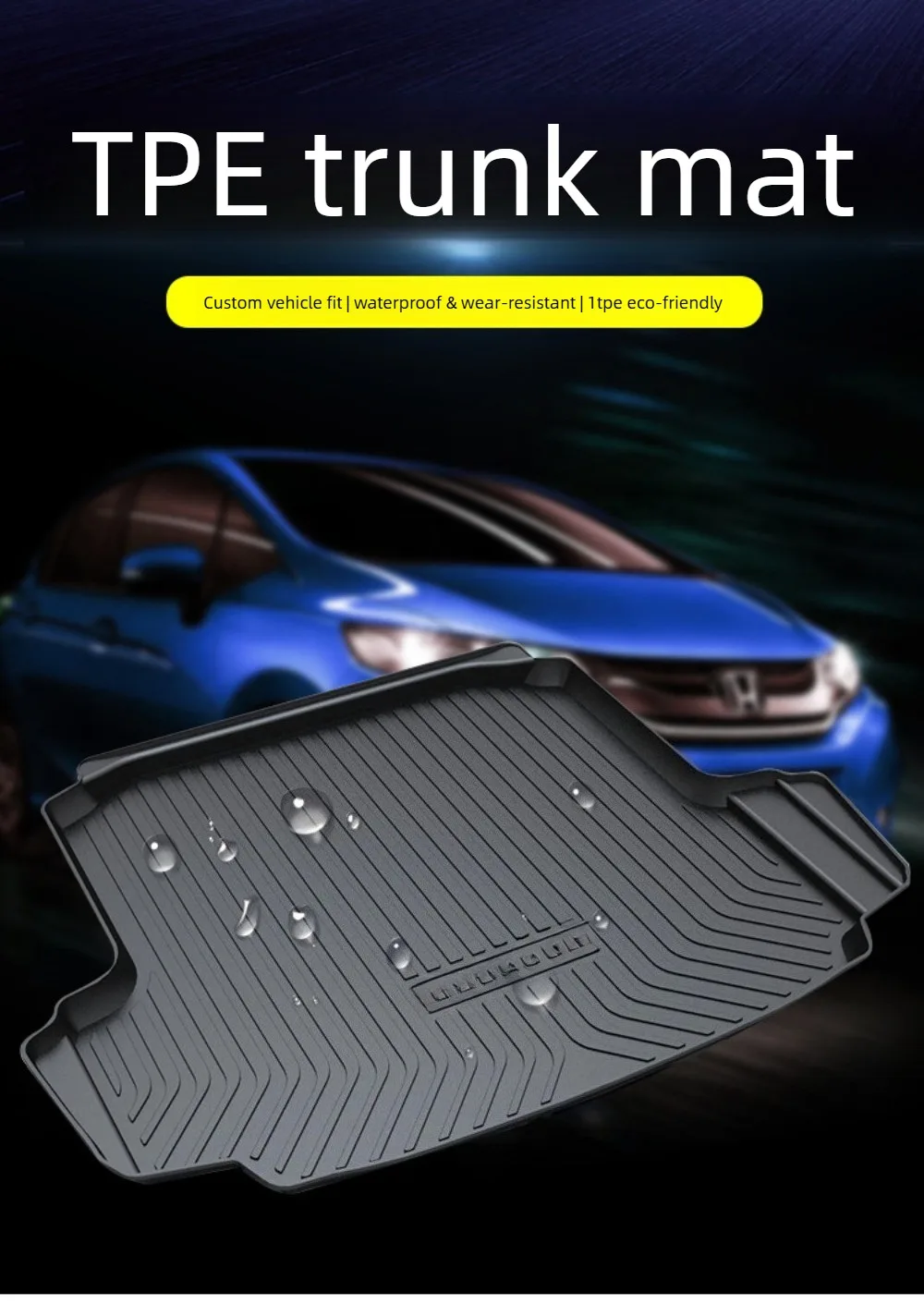 For Toyota Crown Sport SUV trunk mat made of TPE environmentally friendly material, odorless, waterproof and wear-resistant.