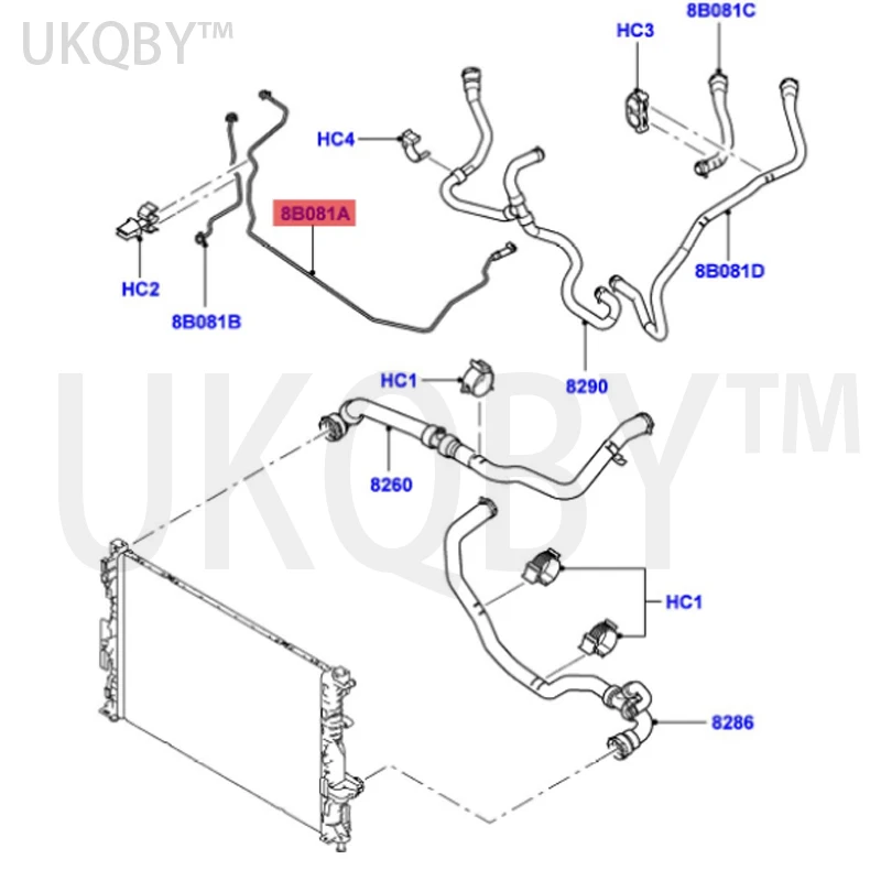 apply Fo rd wi ns 11 2.0T water tank return pipe length 9G918K012FB