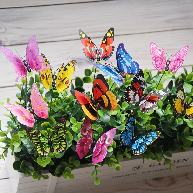 10PCS Imulation Butterfly Garden Yard Planter Butterfly Flower Colorful Arrangement Indoor/Outdoor Decor Flower Pots Decoration