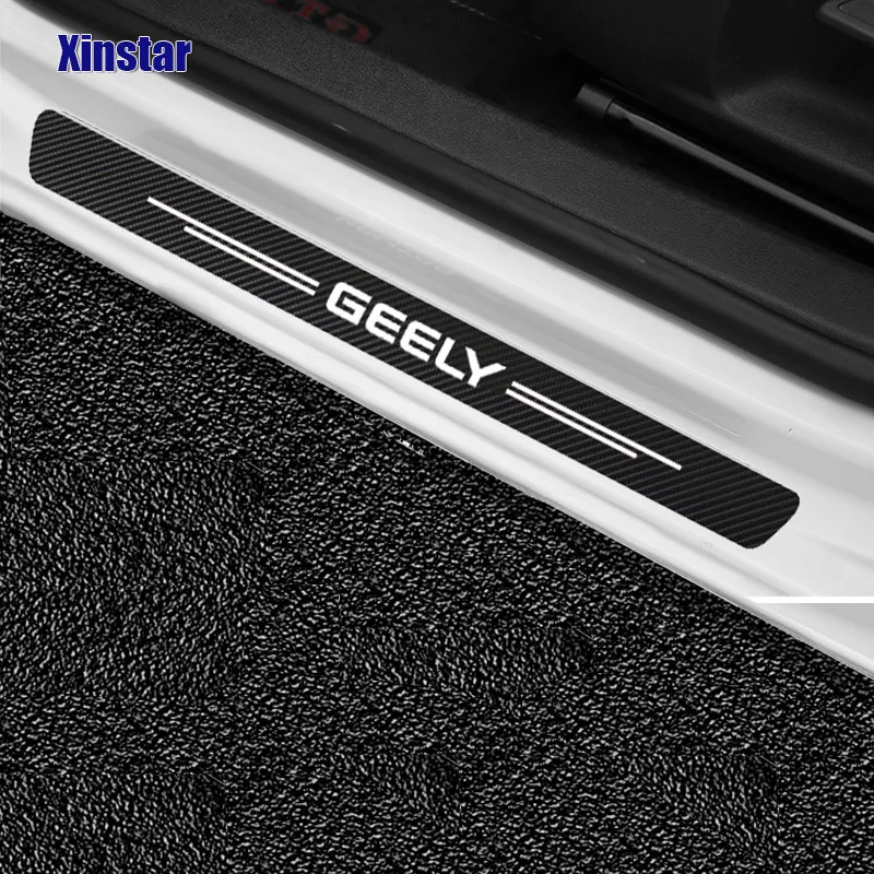 4Pcs Carbon Fiber Car Door Sill Sticker For GEELY GC6 GC9 EMGRAND EC7 EC8 CK ATLAS CK2 CK3 GT Auto Accessories