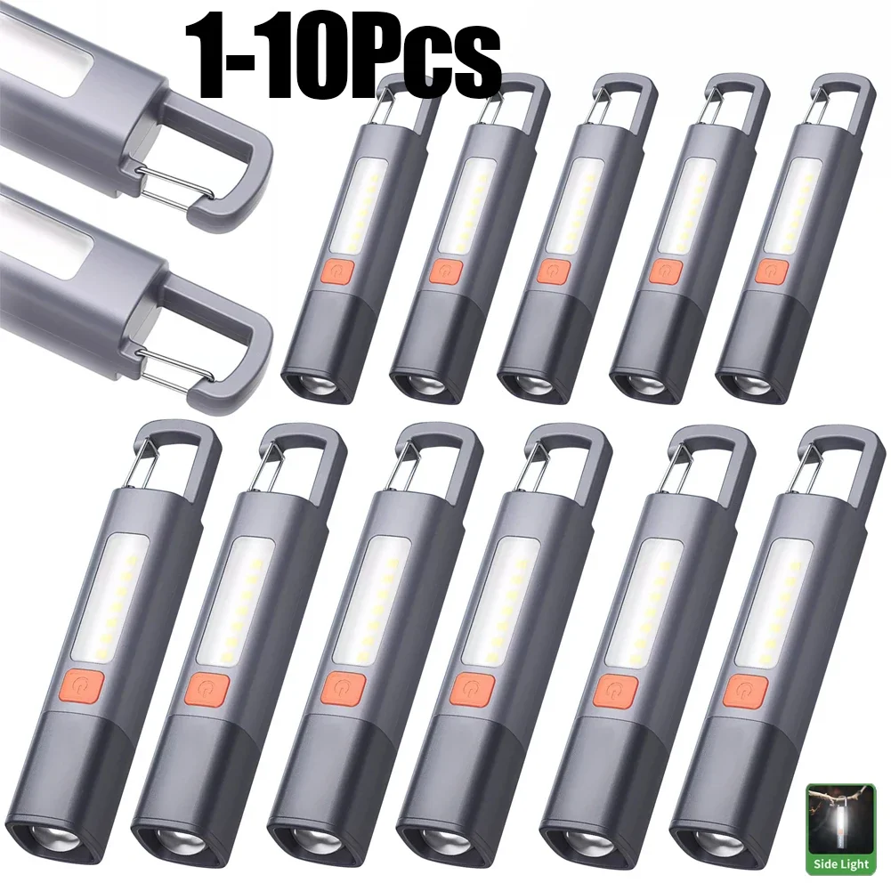 10PCS Super Bright LED Flashlight XPE Torch Light With Hook Camping Light USB Rechargeable Zoomable Waterproof Flashlight