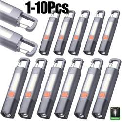 10PCS Super Bright LED Flashlight XPE Torch Light With Hook Camping Light USB Rechargeable Zoomable Waterproof Flashlight