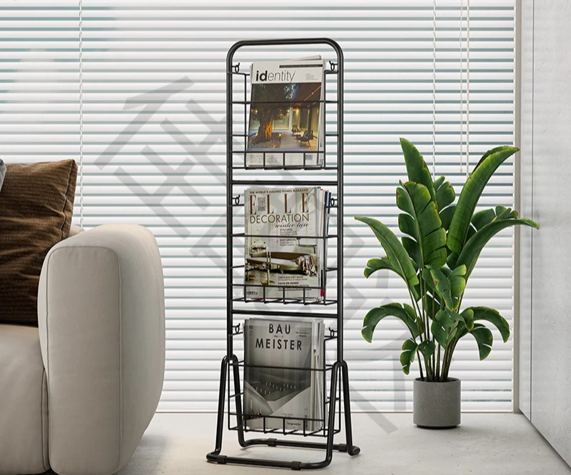 

Floor To Ceiling Iron Bookshelf, Antique Display Rack, Removable Storage Shelves, Small, Household, Magazine