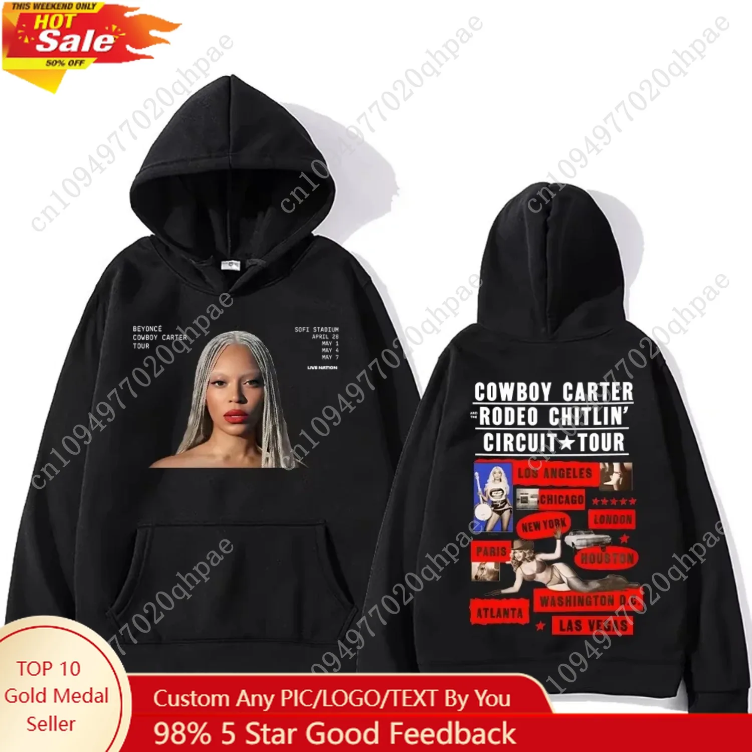 

2025 Beyoncé New Hoodies Beyoncé Cowboy Carter Tour Streetwear Men Women Clothing Unisex Casual Sweatshirt Graphic Pullovers
