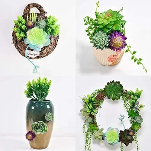 Artificial Succulent Plants, Fake Decorations Fake Succulents, Large Quantity and Long Length Succulent Pack of 17