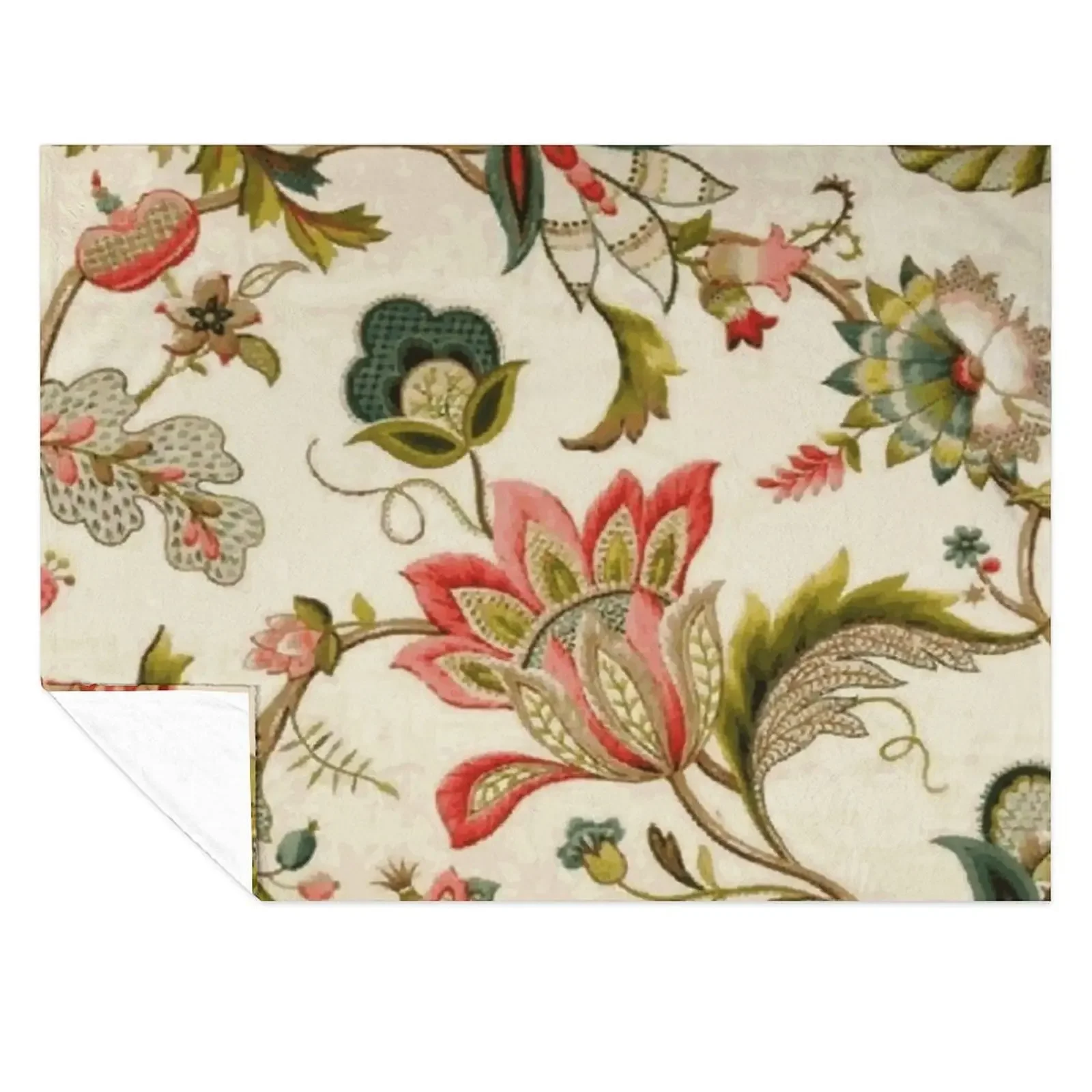 

Jacobean Floral Crewel Embroidery Pattern Digital Art Vector Painting Throw Blanket Comforter Baby Summer Beddings Blankets