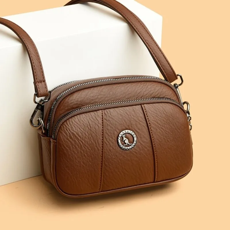 

Classic Elegant Leather Diaper Bag Designer Paris High End Minimalist Vintage Solid Color Shoulder Bag Superstar
