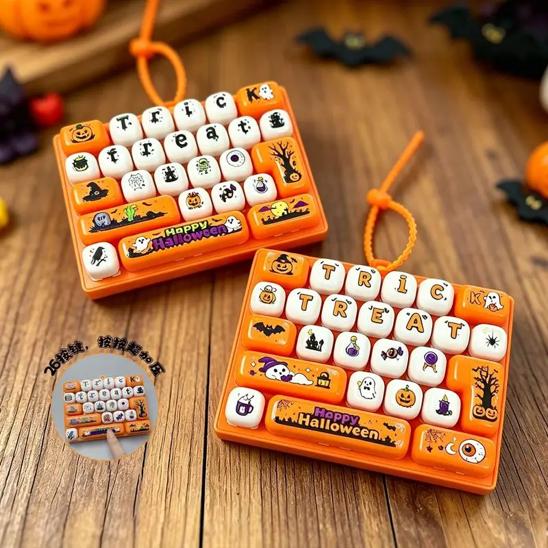 Halloween Limited Edition 26‑Key Mini Keyboard Pop It Keychain Portable Backpack Charm Stress Relief Push Pop Fidget Toy Gift view 6
