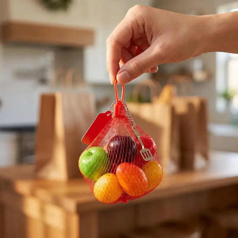 Mini-Frucht-Schlüsselanhänger, realistisch geformter, mehrfarbiger Tomaten-Pfirsich-Anhänger, wasserdichter Plastik-Charm für Rucksäcke – Detail 5