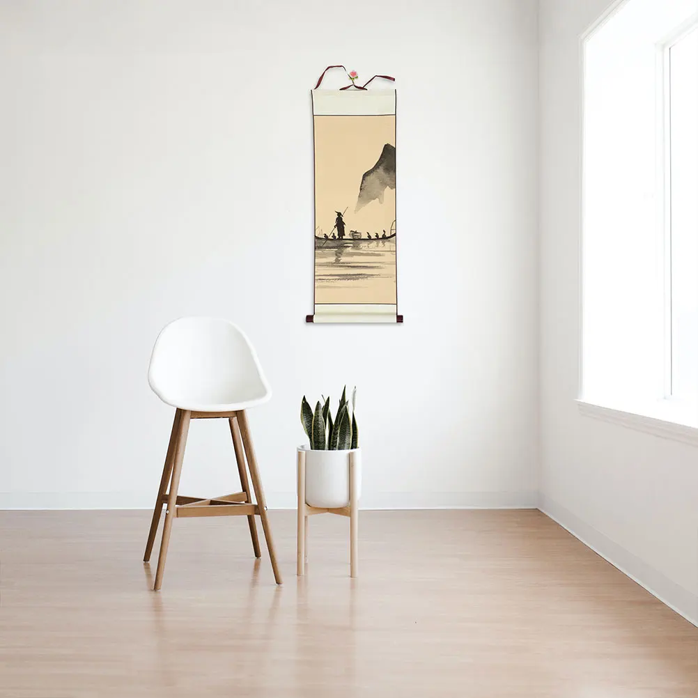 

2 Pcs Scroll Calligraphy Painting Blank Rice Paper Reel Hanging Decor Couplet Watercolor Art Craftsmanship Durability