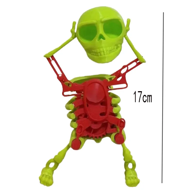 New 3D Dance Skull Swinging Decompression Skull Head Trick Toy Skull Man Clockwork Decoration Halloween Toy