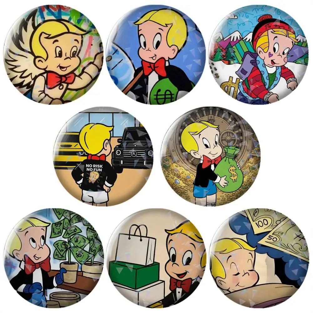 Money-y Boy Richie rich-RR  Brooch Metal Badge Brooch, Fashion Decorative Pins for Hat Bag Clothing Decoration Gift,Souvenir.