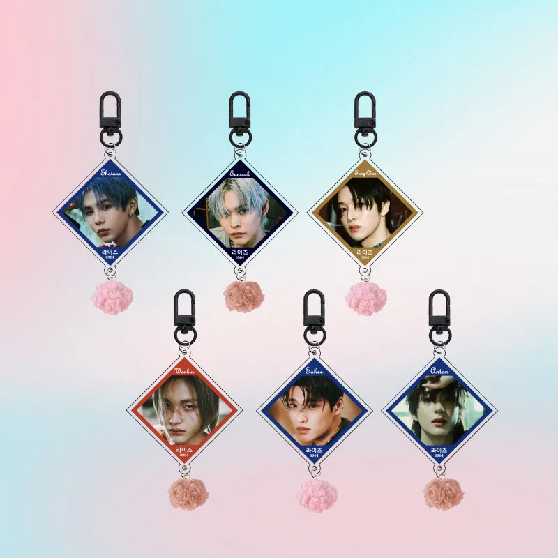 KPOP RIIZE Acrylic Keychains Fur Ball Ornaments Eunseok Sohee Anton Wonbin Keyirng Plushies Bag Key Decor Fans Birthday Gifts