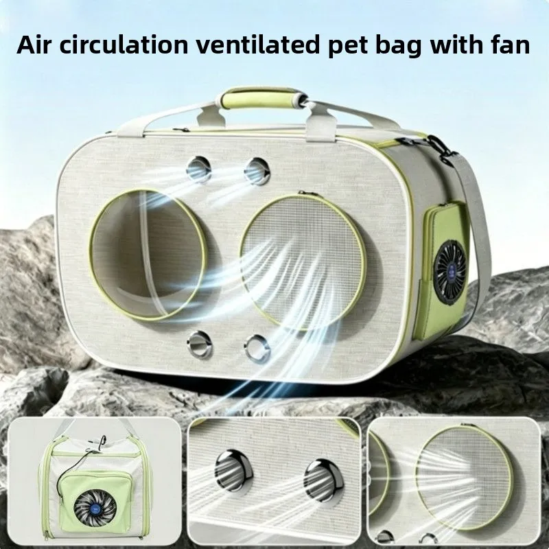 With fan cat bag portable go out comfortable breathable car dog bag oblique span bag large capacity backpack cat bag