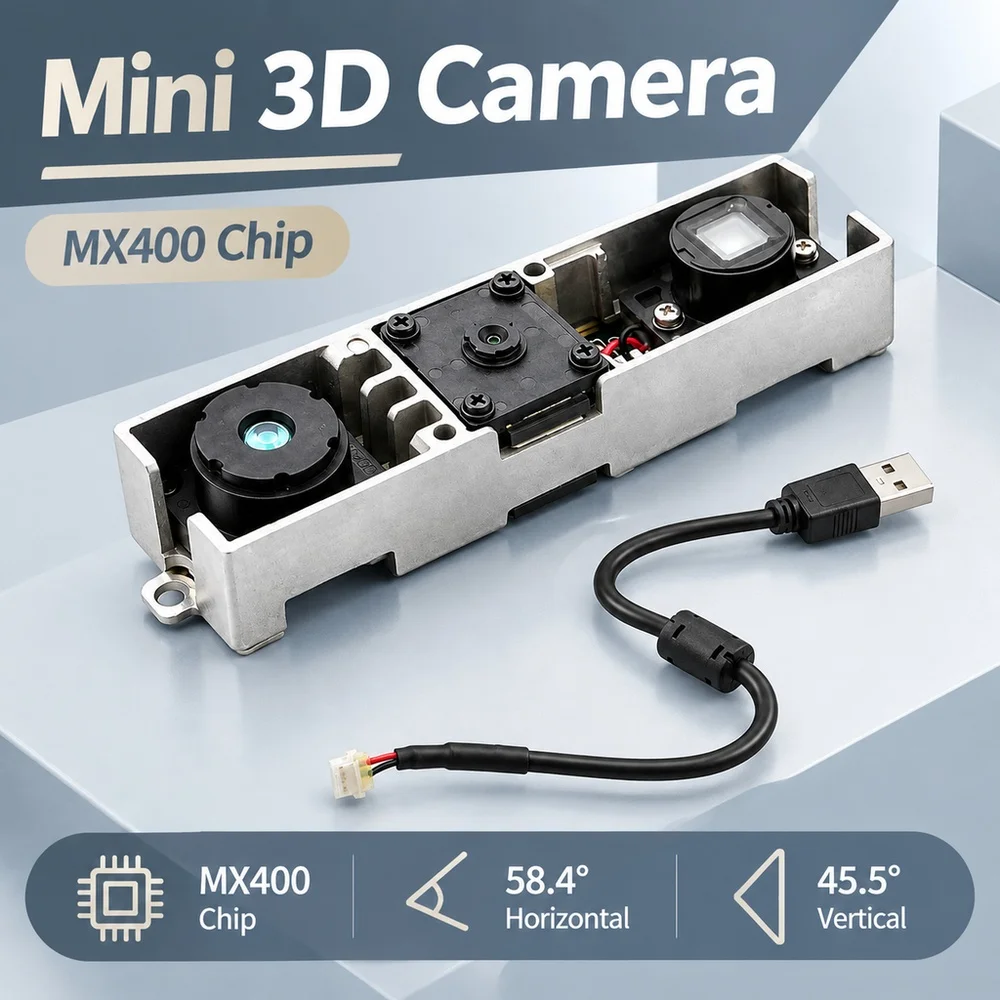 Mini 3D Camera MX400 Chip USB2.0 Horizontal 58.4 Degrees Vertical 45.5 Degrees for Robot 3D Scanning Robotic Arm Grabbing