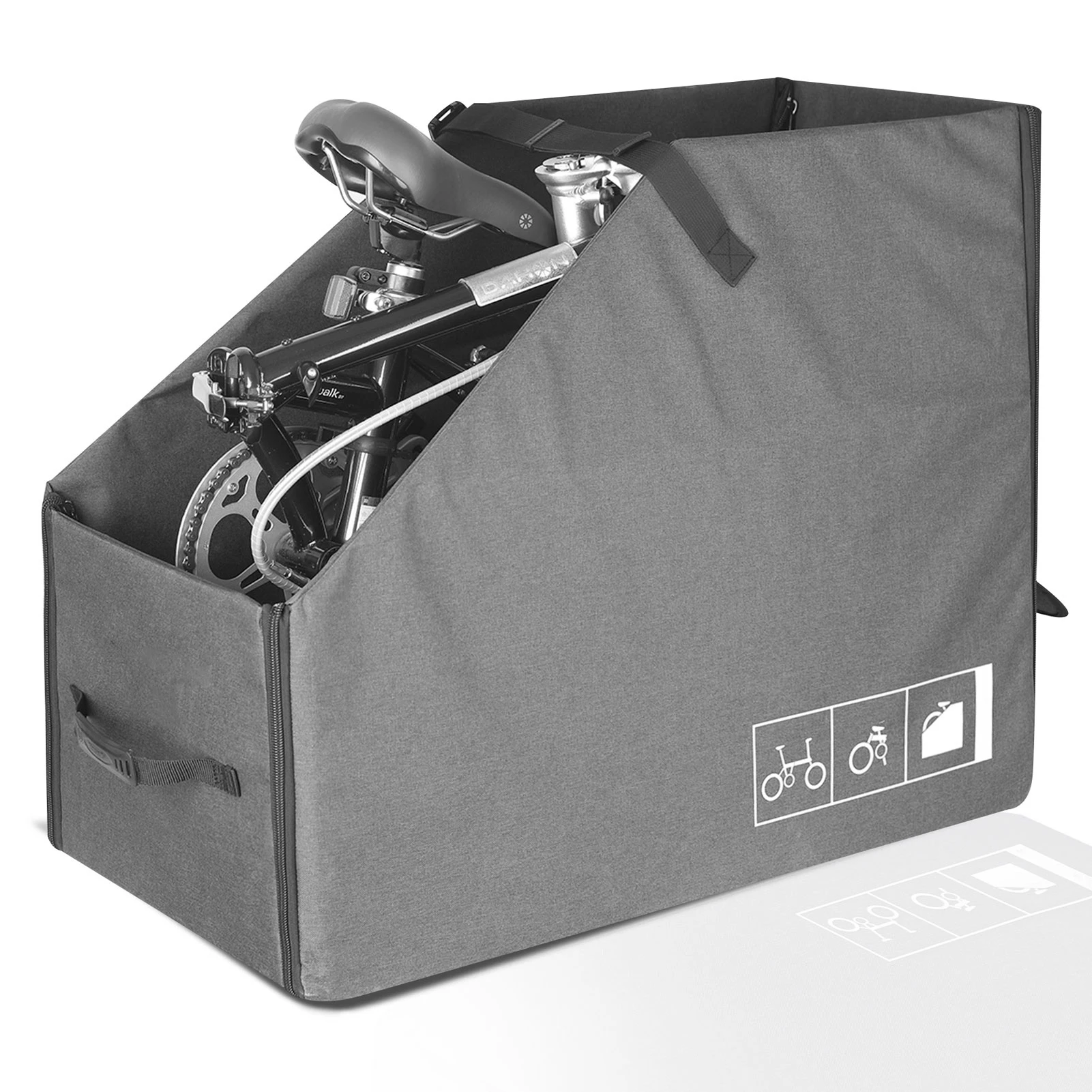 

Folding Bike Storage Box with DustCover Bicycle Storage Bag Outdoor Foldable Easy Carry Storage Bag for Folding Bike