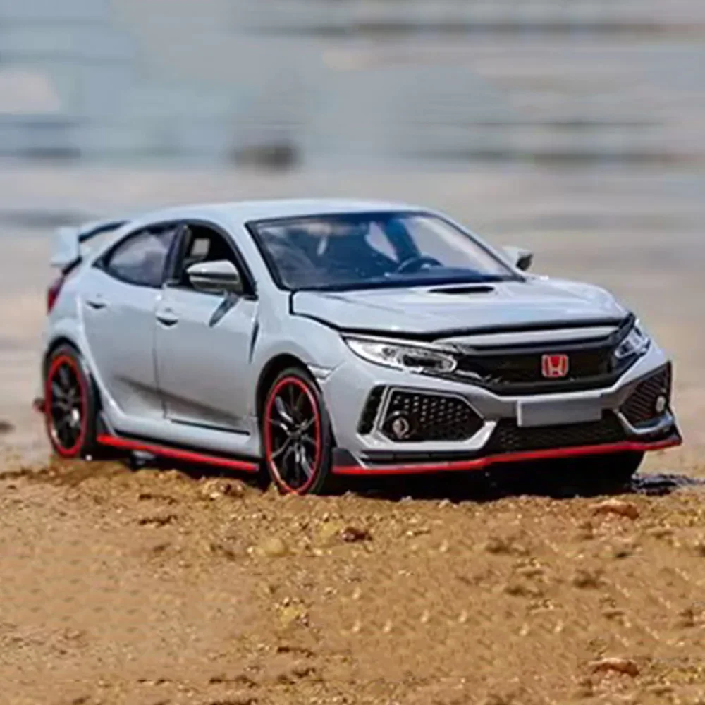 

1:32 Honda Civic Type-R Accord, модель автомобиля из сплава, литая под давлением игрушечное колесо, автомобиль с откатным механизмом, легкая музыка, миниатюрный автомобиль, детский праздничный подарок
